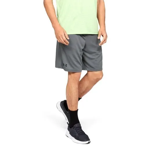 Bermuda masculina Under Armour cinza escuro com detalhes pretos e logo lateral